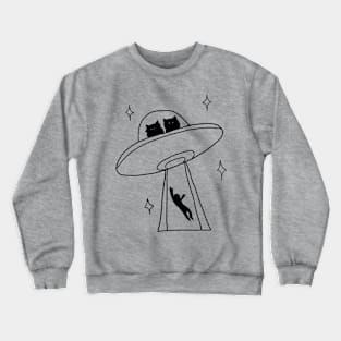 cat alien abduction line art Crewneck Sweatshirt